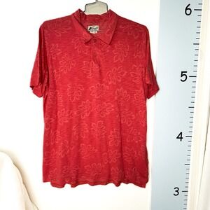 Trunks Surf‎ & Swim Co. Salmon Color Hawaiian Print Polo Shirt Men's L/G